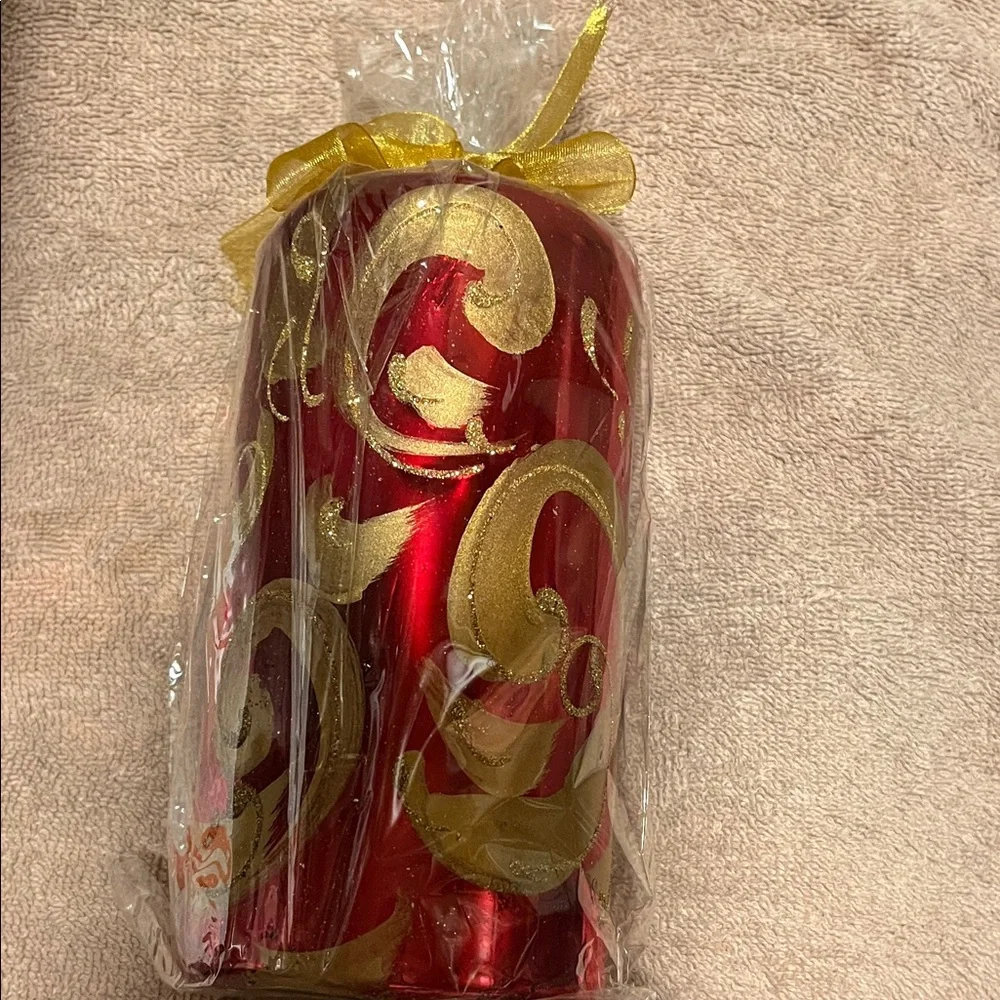 Pier 1 Red and Gold Candle Holder